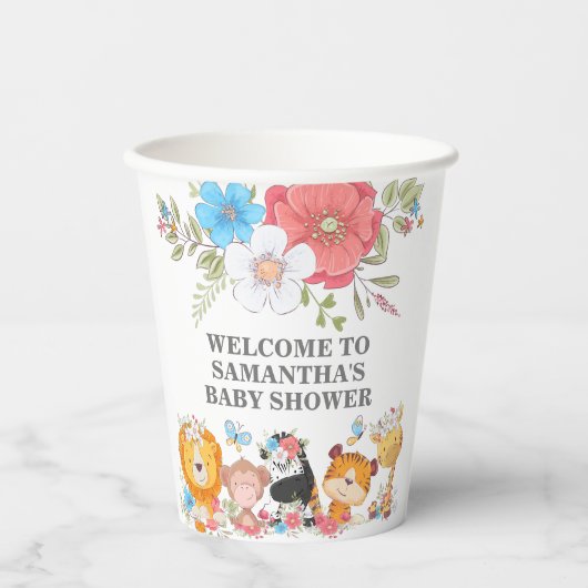 ジャングルサファリのかわいい熱帯パーティー  紙コップ (正面)