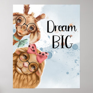 ジャングルサファリのウィルドン赤ちゃんシャワー青い水色 ポスター