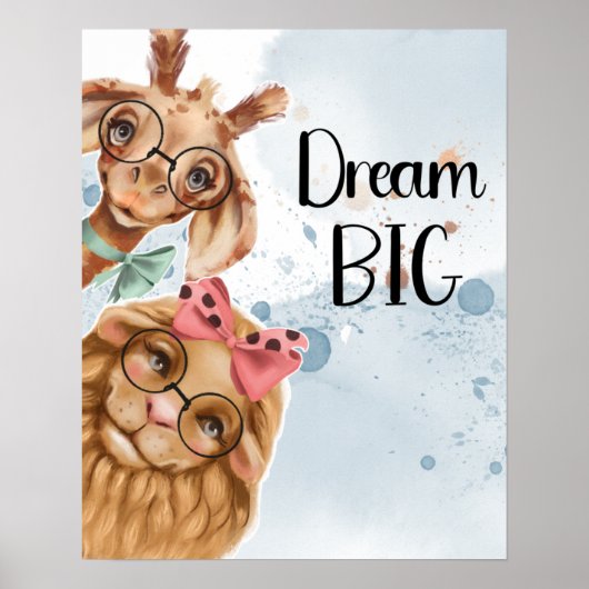 ジャングルサファリのウィルドン赤ちゃんシャワー青い水色 ポスター (正面)