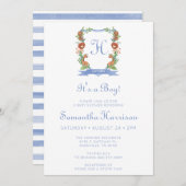 ジャングルサファリのクレスト男の子の赤ちゃんシャワー 招待状 (正面/裏面)