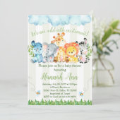 ジャングルサファリのベビーシャワーの招待状の招待 招待状 (スタンド正面)