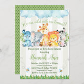 ジャングルサファリのベビーシャワーの招待状の招待 招待状 (正面/裏面)