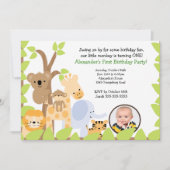 ジャングルサファリの写真の誕生日の招待状 招待状 (正面)