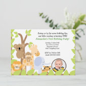 ジャングルサファリの写真の誕生日の招待状 招待状 (スタンド正面)