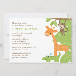 ジャングルサファリの動物たち ベビーシャワー 招待状