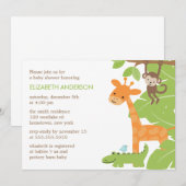 ジャングルサファリの動物たち ベビーシャワー 招待状 (正面/裏面)