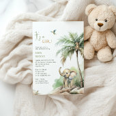 ジャングルサファリの動物たち | 女の子だよ！ベビーシャワーパーティー 招待状