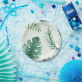 ジャングルサファリの動物と緑の赤ちゃんシャワー ペーパープレート (パーティー)