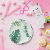 ジャングルサファリの動物と緑の赤ちゃんシャワー ペーパープレート (パーティー)