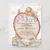 ジャングルサファリの動物のボーホジェンダーが明らかにする 招待状 (正面)