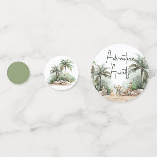 ジャングルサファリの動物の冒険がテーブルを待つ コンフェッティ (裏面)