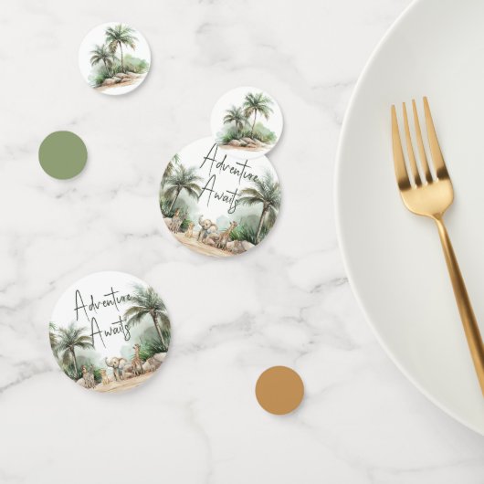 ジャングルサファリの動物の冒険がテーブルを待つ コンフェッティ (グループ)