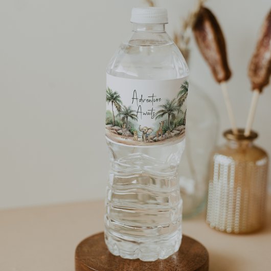 ジャングルサファリの動物の冒険が赤ちゃんシャワーを待つ ペットボトルラベル