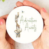 ジャングルサファリの動物の冒険が赤ちゃんシャワーを待つ ラウンドペーパーコースター