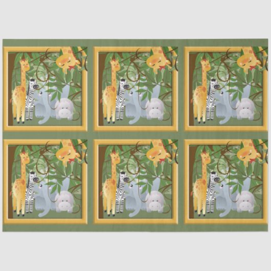 ジャングルサファリの動物の切り離し 薄葉紙 (正面)