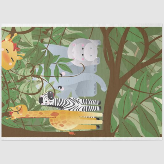 ジャングルサファリの動物の子供の切り離し2 薄葉紙 (正面)