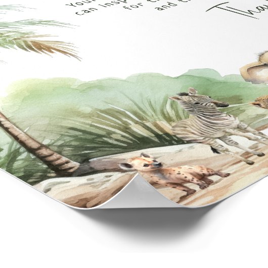 ジャングルサファリの動物の家族の伝統のサイン ポスター (角)