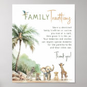 ジャングルサファリの動物の家族の伝統のサイン ポスター (正面)