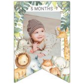 ジャングルサファリの動物の男の子の誕生日の写真  バンティングフラッグ (第1の旗)