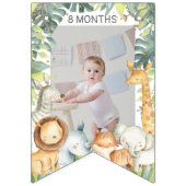 ジャングルサファリの動物の男の子の誕生日の写真  バンティングフラッグ (第3の旗)