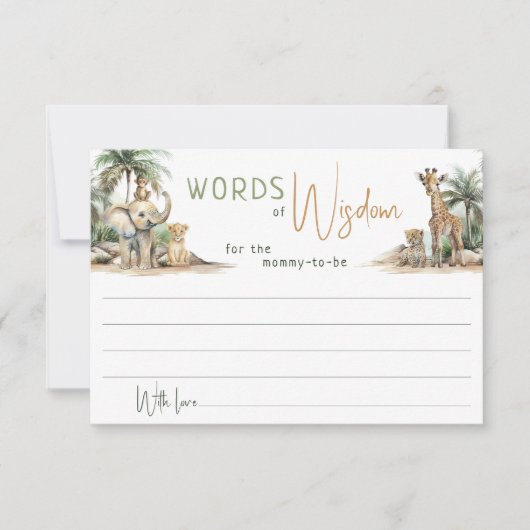 ジャングルサファリの動物の知恵のカードの言葉 サンキューカード (正面)