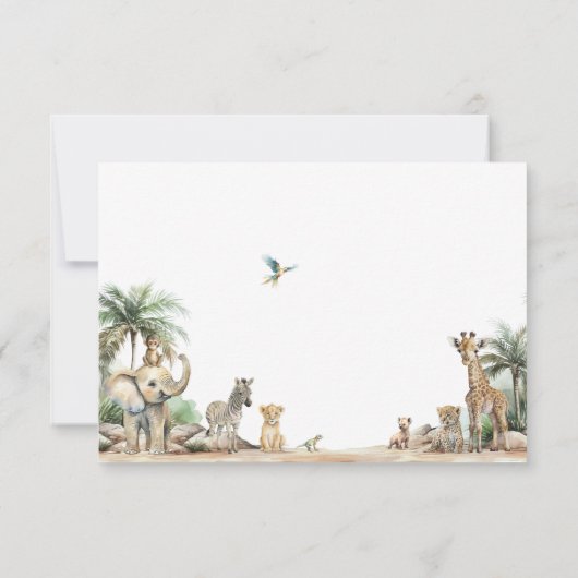 ジャングルサファリの動物の知恵のカードの言葉 サンキューカード (裏面)