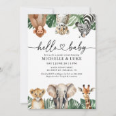 ジャングルサファリの動物の緑の性別が明らかになる 招待状 (正面)