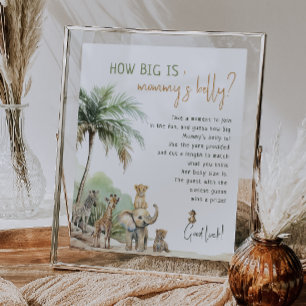 ジャングルサファリの動物ママのおなかの大きさ ポスター