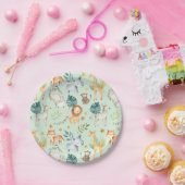 ジャングルサファリの動物ミント・トッドラーの誕生日パーティー ペーパープレート (パーティー)