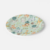 ジャングルサファリの動物ミント・トッドラーの誕生日パーティー ペーパープレート (アングル)