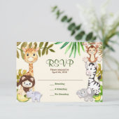 ジャングルサファリの動物園RSVPの応答カード 出欠カード (スタンド正面)