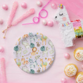 ジャングルサファリの動物紫の少女2歳の誕生日 ペーパープレート (パーティー)