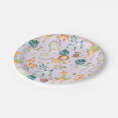 ジャングルサファリの動物紫の少女2歳の誕生日 ペーパープレート (アングル)