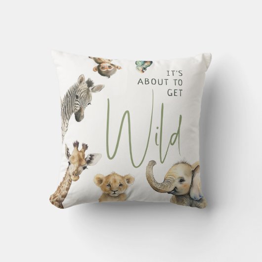 ジャングルサファリの動物野生を取得しようとしている クッション (正面)