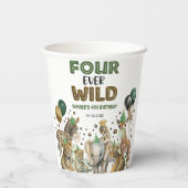 ジャングルサファリの動物4回の野生の4歳の誕生日 紙コップ (裏面)