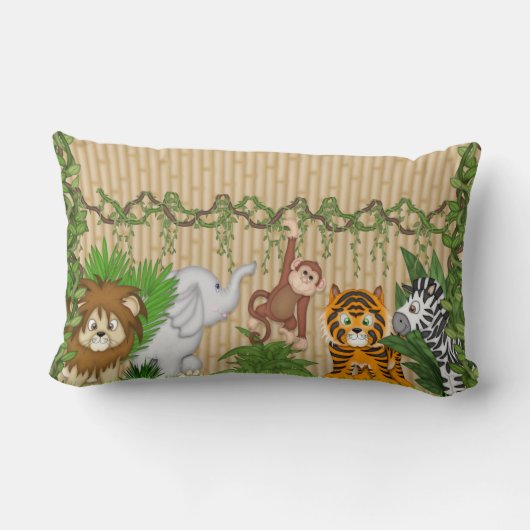 ジャングルサファリの子供の部屋の装飾的な枕 ランバークッション (裏面)