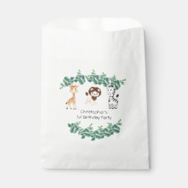 ジャングルサファリの少年たち きりん ライオン ゼブラ 1歳の誕生日 フェイバーバッグ
