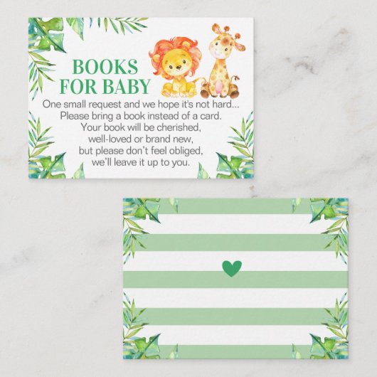 ジャングルサファリの本ベビーグリーンシャワーボーイライオン エンクロージャーカード (正面/裏面)