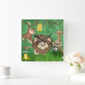 ジャングルサファリの柱時計 スクエア壁時計 (ホーム)