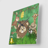 ジャングルサファリの柱時計 スクエア壁時計 (傾斜)