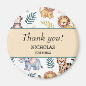 ジャングルサファリの水彩動物のトロピカルパターン マグネット (正面)