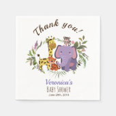 ジャングルサファリの水色ベビーシャワーありがとう スタンダードカクテルナプキン (正面)