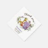 ジャングルサファリの水色ベビーシャワーありがとう スタンダードカクテルナプキン (角)