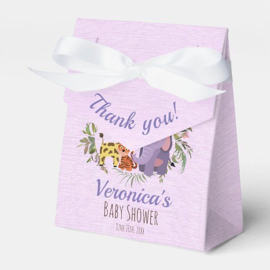ジャングルサファリの水色ベビーシャワーありがとう フェイバーボックス (正面サイド)