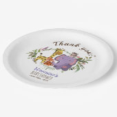 ジャングルサファリの水色ベビーシャワーありがとう ペーパープレート (アングル)