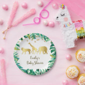 ジャングルサファリの紙皿のベビーシャワーの緑金ゴールド ペーパープレート (パーティー)