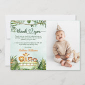ジャングルサファリの誕生日の写真 サンキューカード (正面)