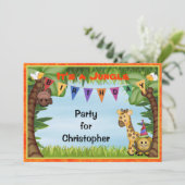 ジャングルサファリの誕生日パーティー招待状 招待状 (スタンド正面)