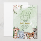 ジャングルサファリの赤ちゃんシャワーが楽しめる 招待状 (正面/裏面)