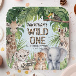 ジャングルサファリの野生動物1歳の誕生日 ペーパープレート<br><div class="desc">お祝しのまわりにの小さな旅の最初の日の旅は、私たちの"ワイルドワンサファリ動物ジャングルボーイの最初の誕生日の紙のプレート"あなたの男の子の誕生日のbashに冒険のtouchを追加するのに最適な。各プレートはキリン、ライオン、チンパンジー、ゼブラ、トラ魅力的、ラクーン、トゥーカンなどの水色のサファリ動物の群れによって絶妙にデザインされ、緑豊かな葉を背景に自然のテーマを強調するために完璧に額装されている。パーソナル化は鍵であり、各プレートは自慢の誕生日の少年の名前と重要な日付を表示し、これらのプレートは単なるパーティーアクセサリーではなく、大切な記念品を作る。白いクリスプエレガントル、穏やかなブルー、深いネイビーブルーの3色から選択可能。これらのプレートは、お客様の「ワイルドワンジャングルサファリ」をテーマにしたコーディネートに理想的なアイテムで、お客様の最初の誕生日が記憶に残る両方を保証しまスタイリッシュす。</div>